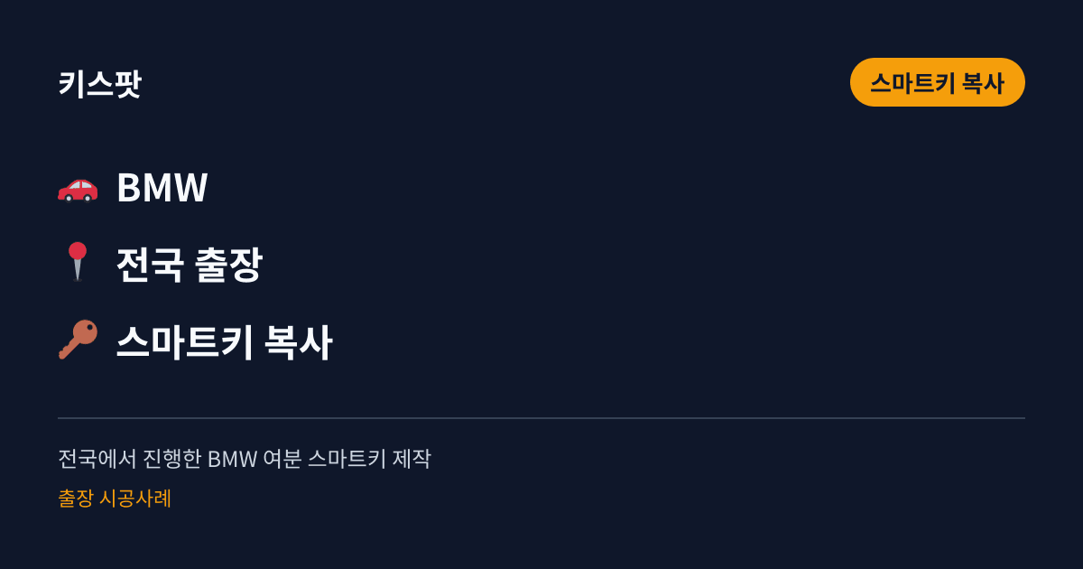 전국에서 진행한 BMW 여분 스마트키 제작