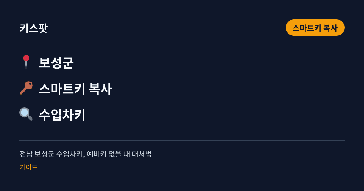 전남 보성군 수입차키, 예비키 없을 때 대처법