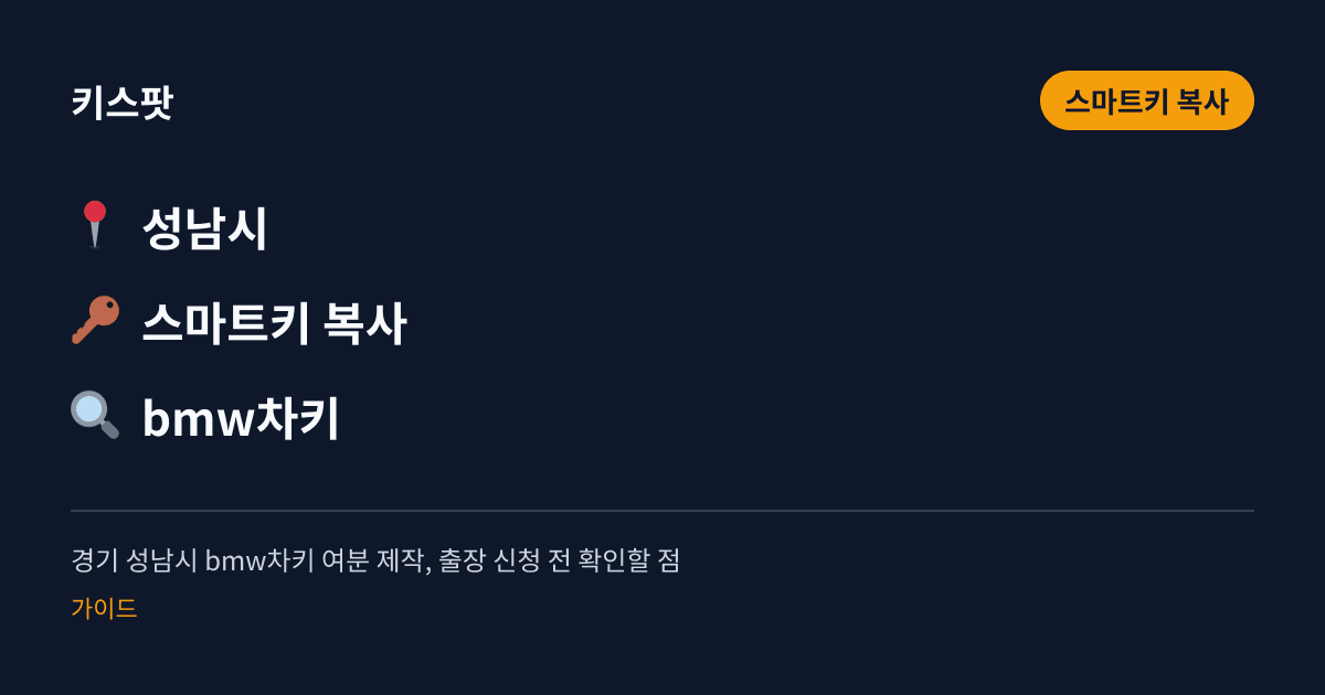 경기 성남시 bmw차키 여분 제작, 출장 신청 전 확인할 점