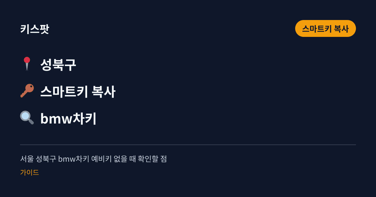서울 성북구 bmw차키 예비키 없을 때 확인할 점