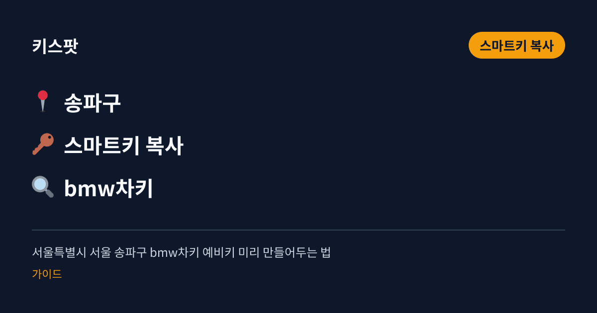 서울특별시 서울 송파구 bmw차키 예비키 미리 만들어두는 법