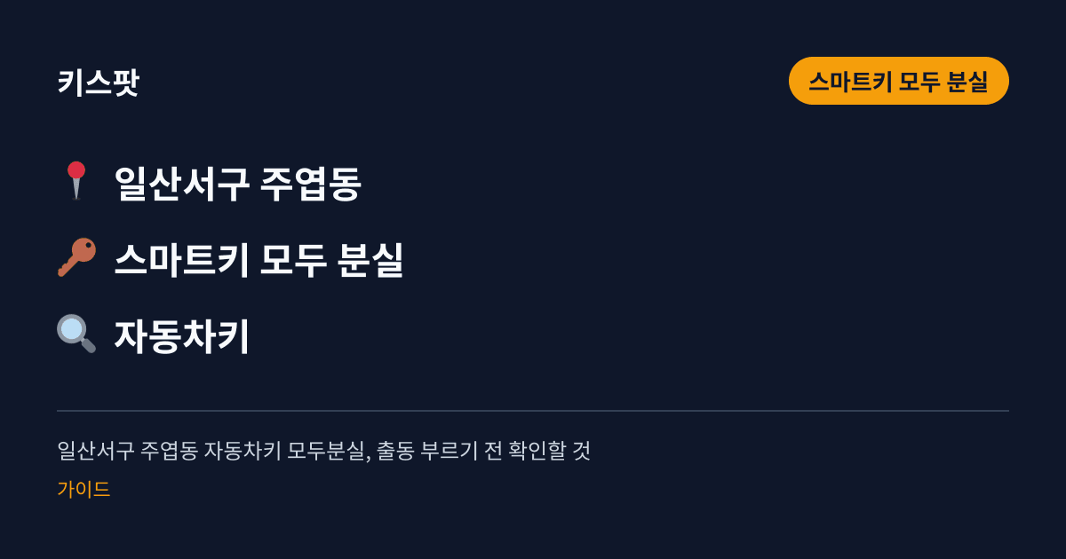 일산서구 주엽동 자동차키 모두분실, 출동 부르기 전 확인할 것