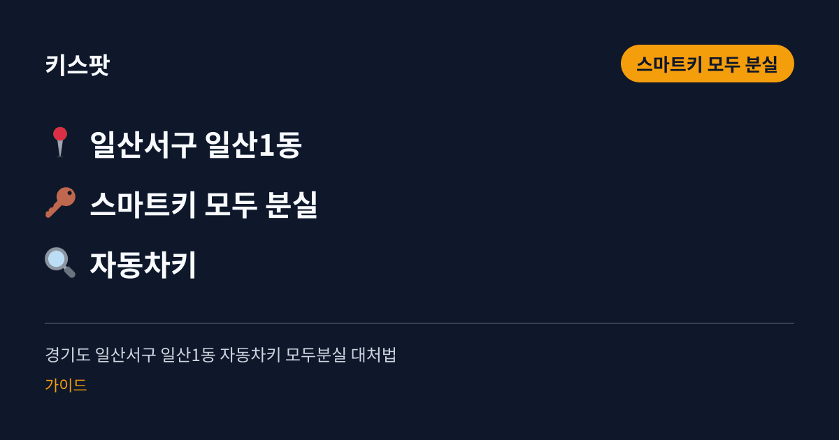 경기도 일산서구 일산1동 자동차키 모두분실 대처법