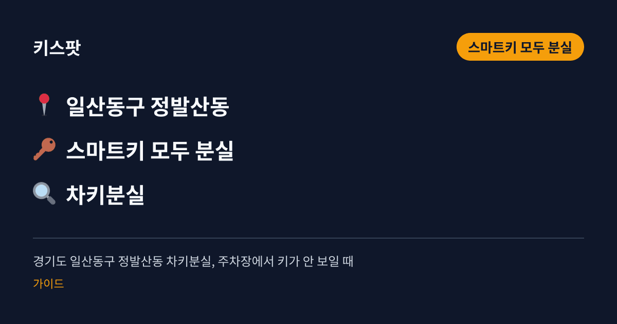 경기도 일산동구 정발산동 차키분실, 주차장에서 키가 안 보일 때