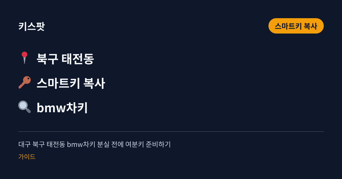 대구 북구 태전동 bmw차키 분실 전에 여분키 준비하기