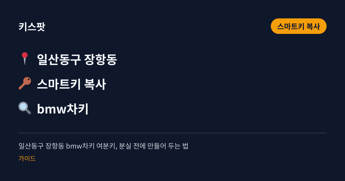 일산동구 장항동 bmw차키 여분키, 분실 전에 만들어 두는 법