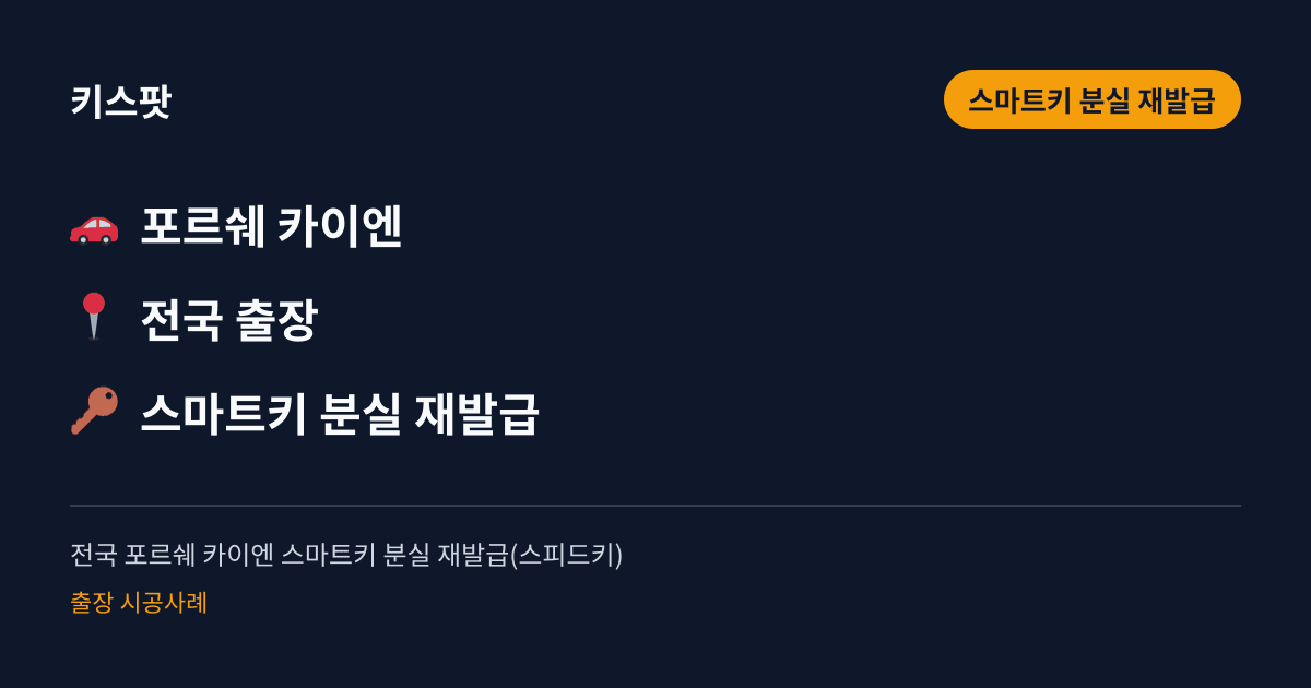 전국 포르쉐 카이엔 스마트키 분실 재발급(스피드키)