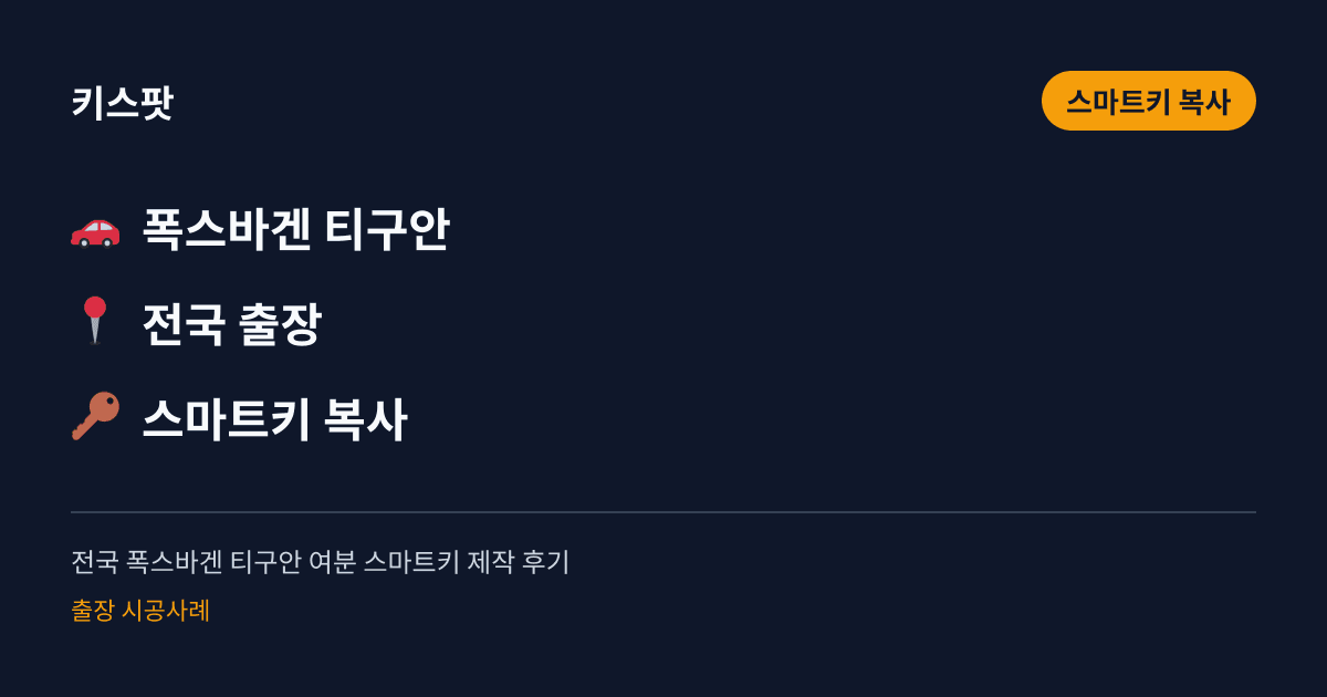 전국 폭스바겐 티구안 여분 스마트키 제작 후기