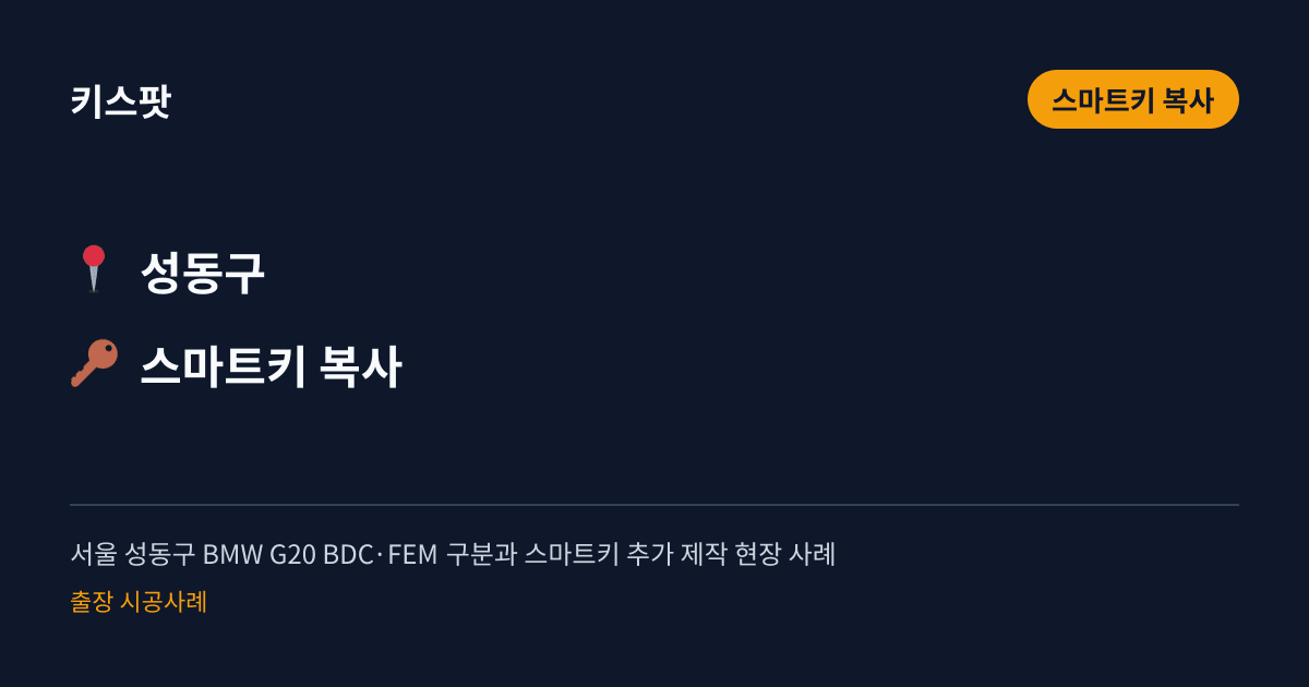 서울 성동구 BMW G20 BDC·FEM 구분과 스마트키 추가 제작 현장 사례