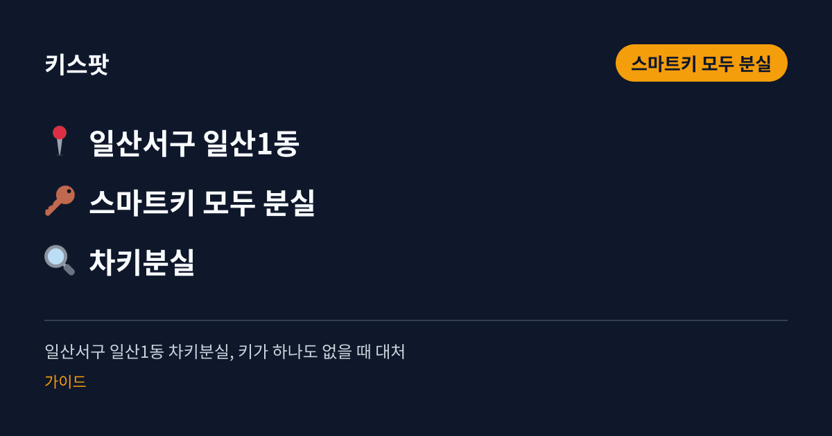 일산서구 일산1동 차키분실, 키가 하나도 없을 때 대처