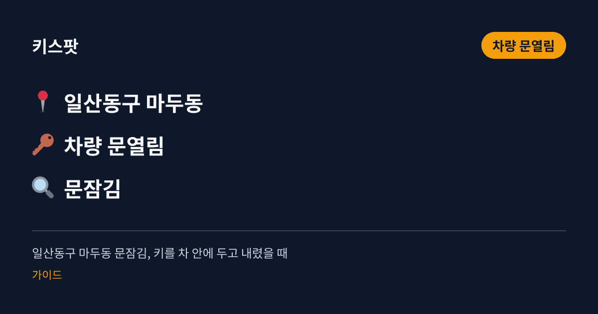 일산동구 마두동 문잠김, 키를 차 안에 두고 내렸을 때