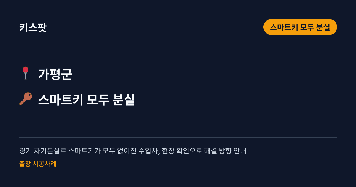 경기 차키분실로 스마트키가 모두 없어진 수입차, 현장 확인으로 해결 방향 안내
